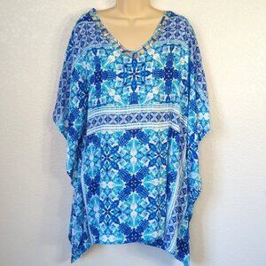 La Blanca Size L/XL  Swim Cover Up True Blue Caftan Tunic
